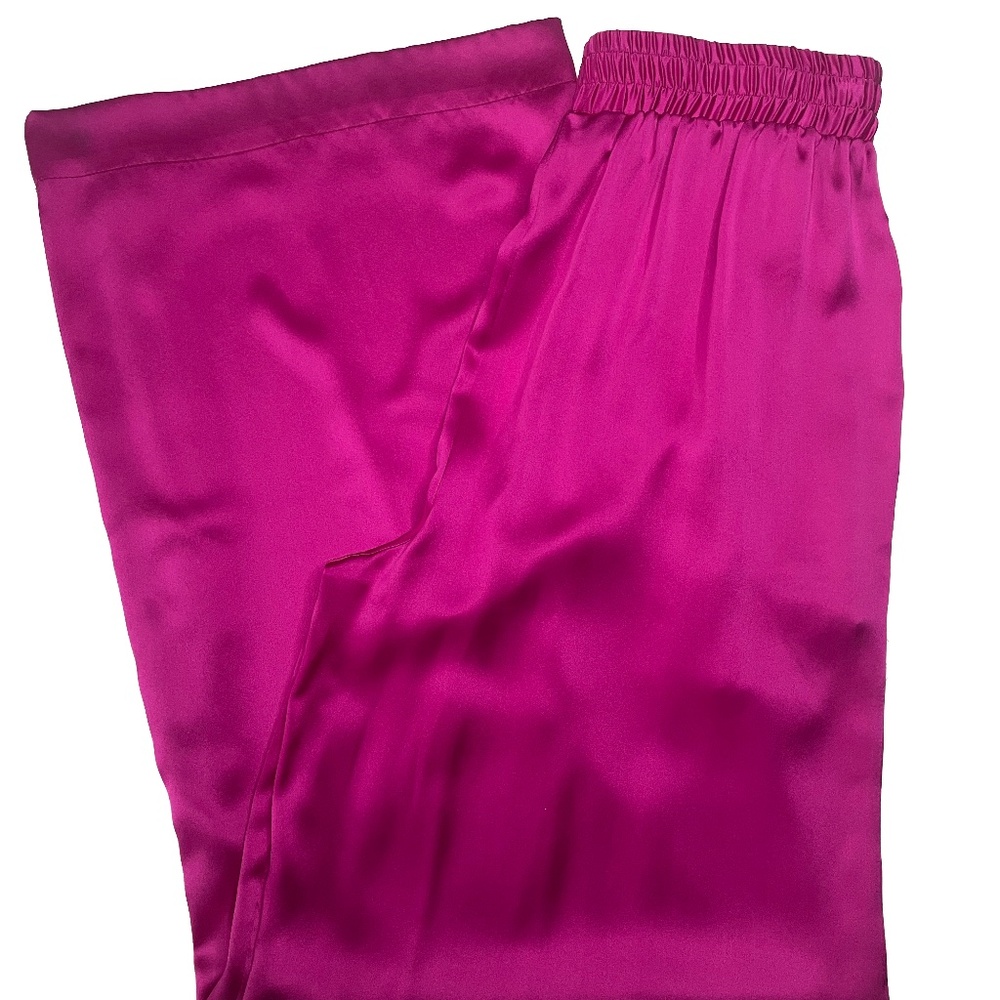 Cesar Galindo Fuchsia 100% Silk Full Leg Pant